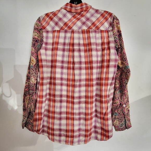 NEW Anthropologie Holding Horses Red Plaid Button Up Shacket Cotton Shirt Sz XS - Picture 4 of 13